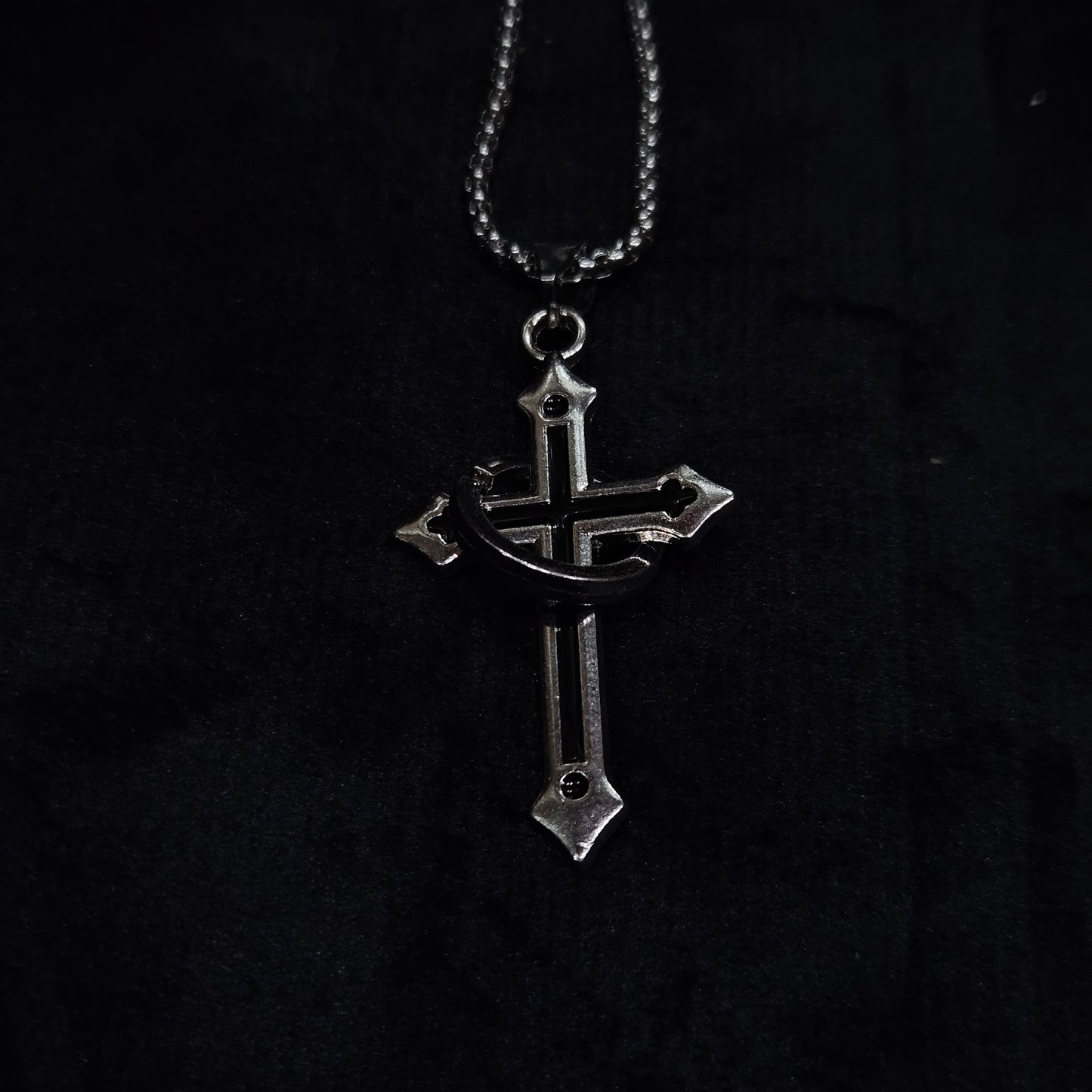 Architectural Gothic Cross with Enamel Inlay
