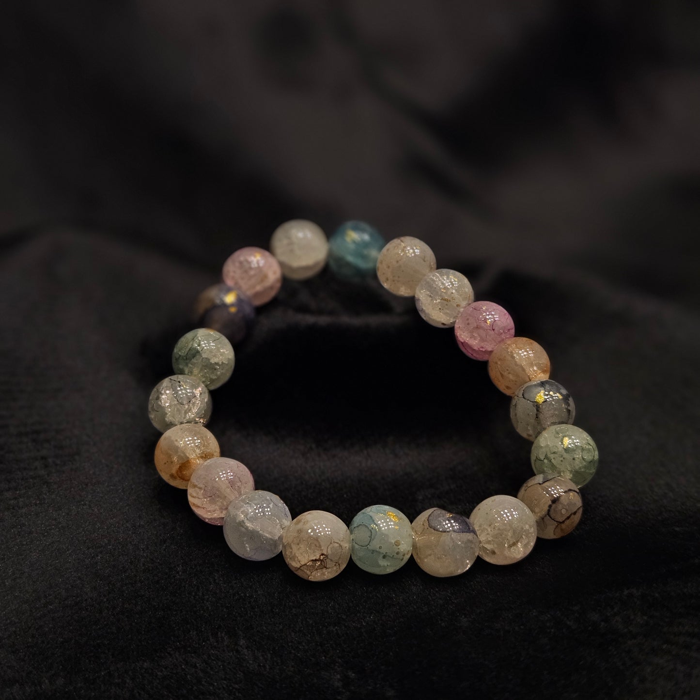 "Spectrum" Cracked Quartz Style Bracelet – Men’s Pastel Stone Mix