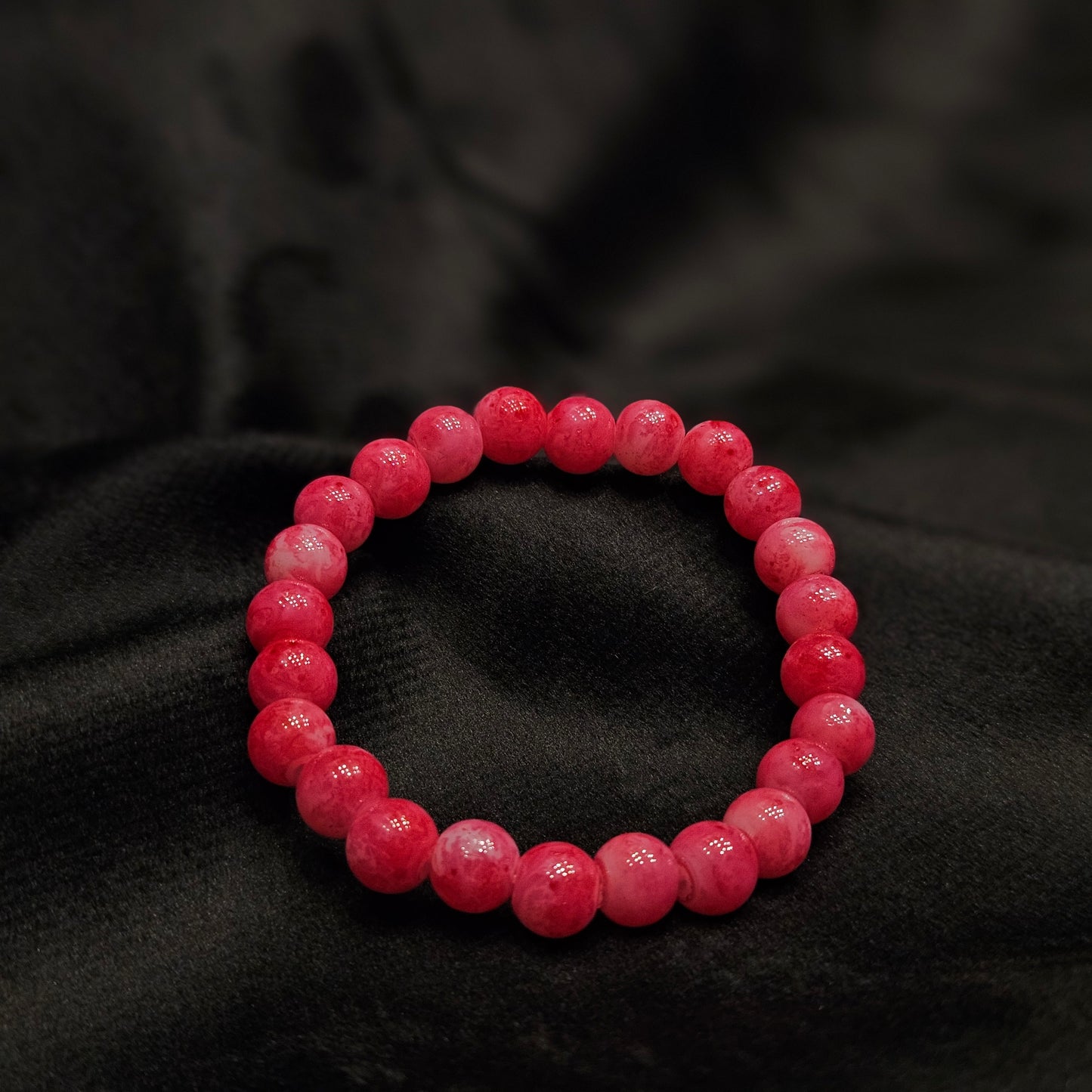 Solid Pink Stone Beaded Bracelet – Modern Minimal Stretch Bracelet