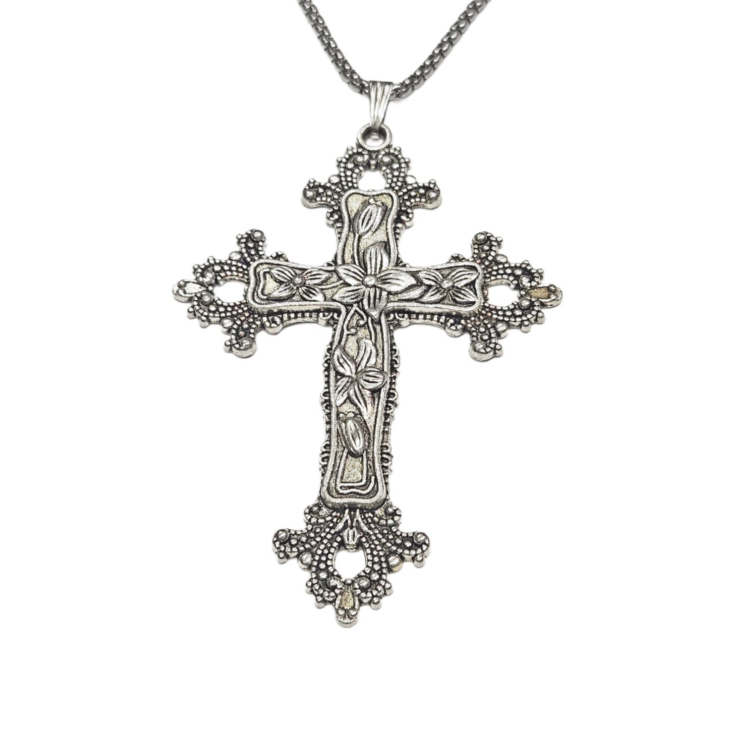 Vintage Baroque Filigree Cross Pendant Necklace