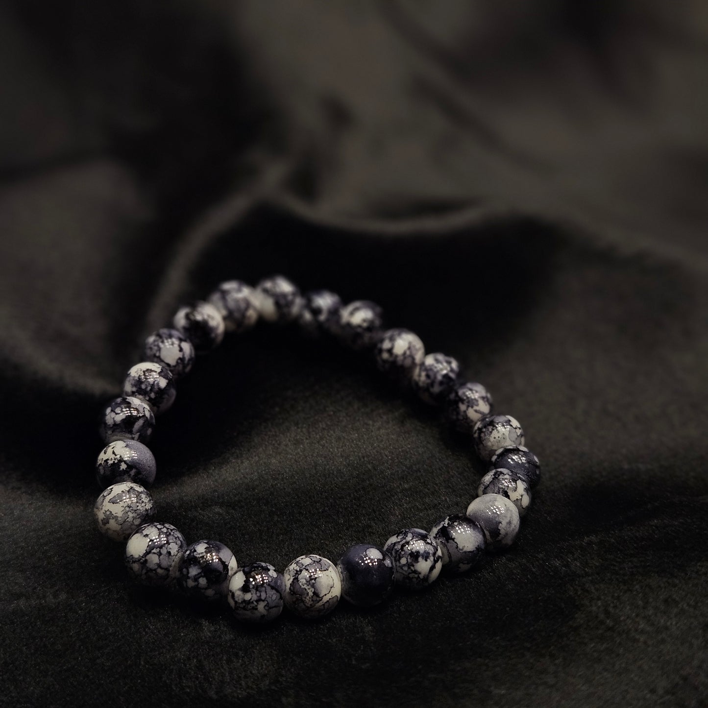 Black & White Speckled Bead Bracelet