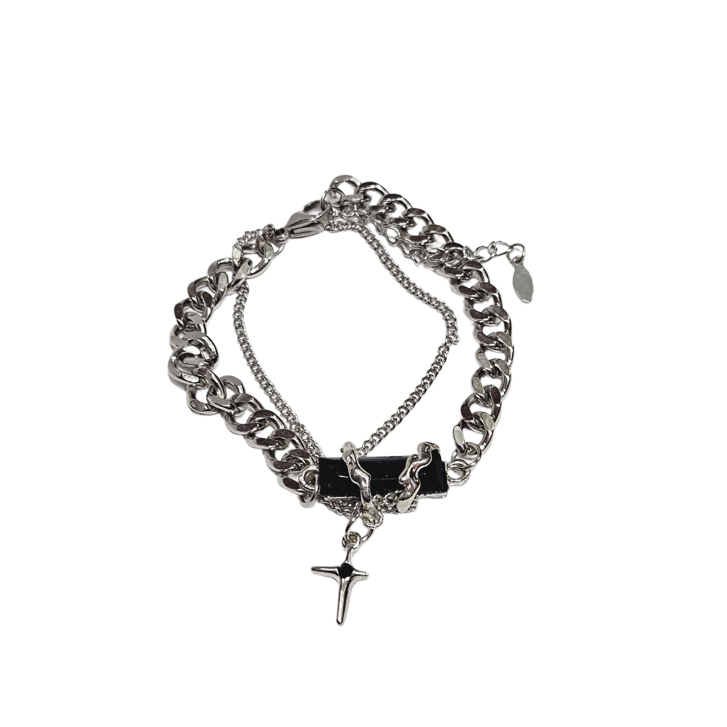 Onyx Eclipse Layered Cross Bracelet