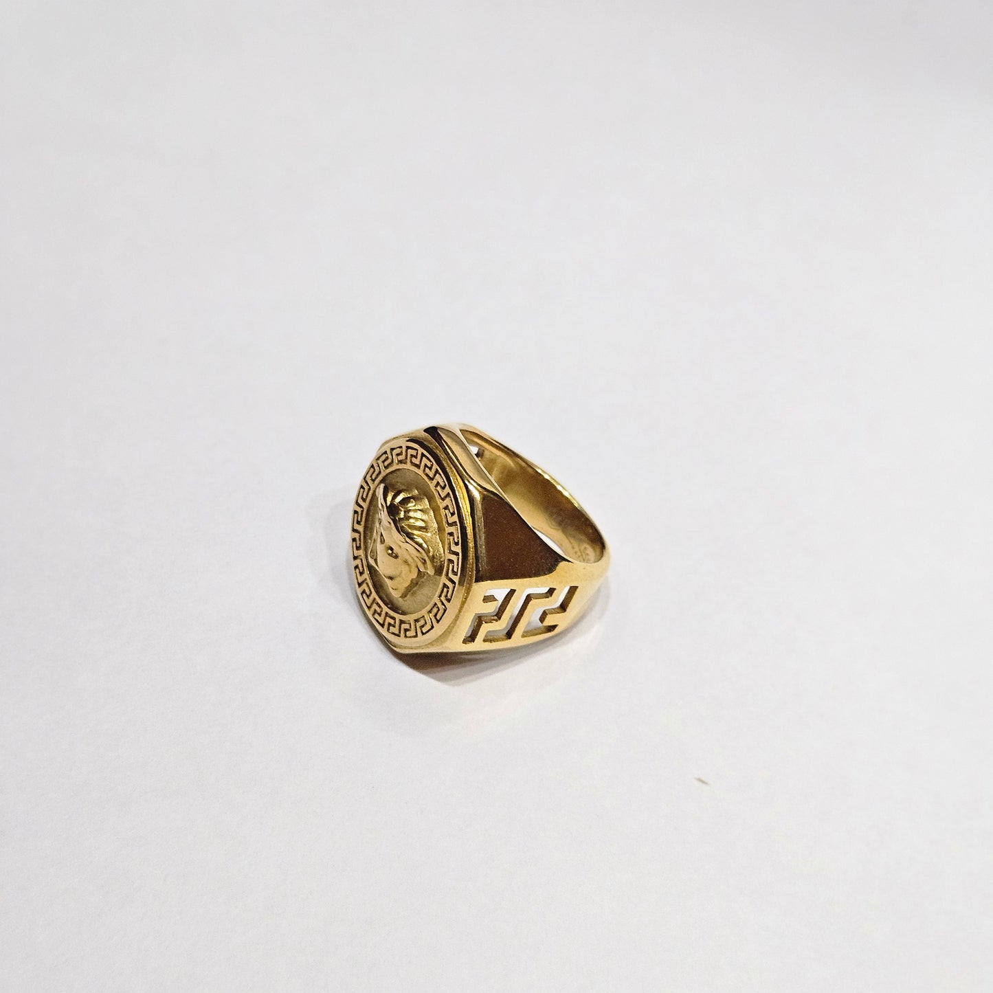 Imperial Medusa Gold Signet Ring – Octagonal Greek Key Edition