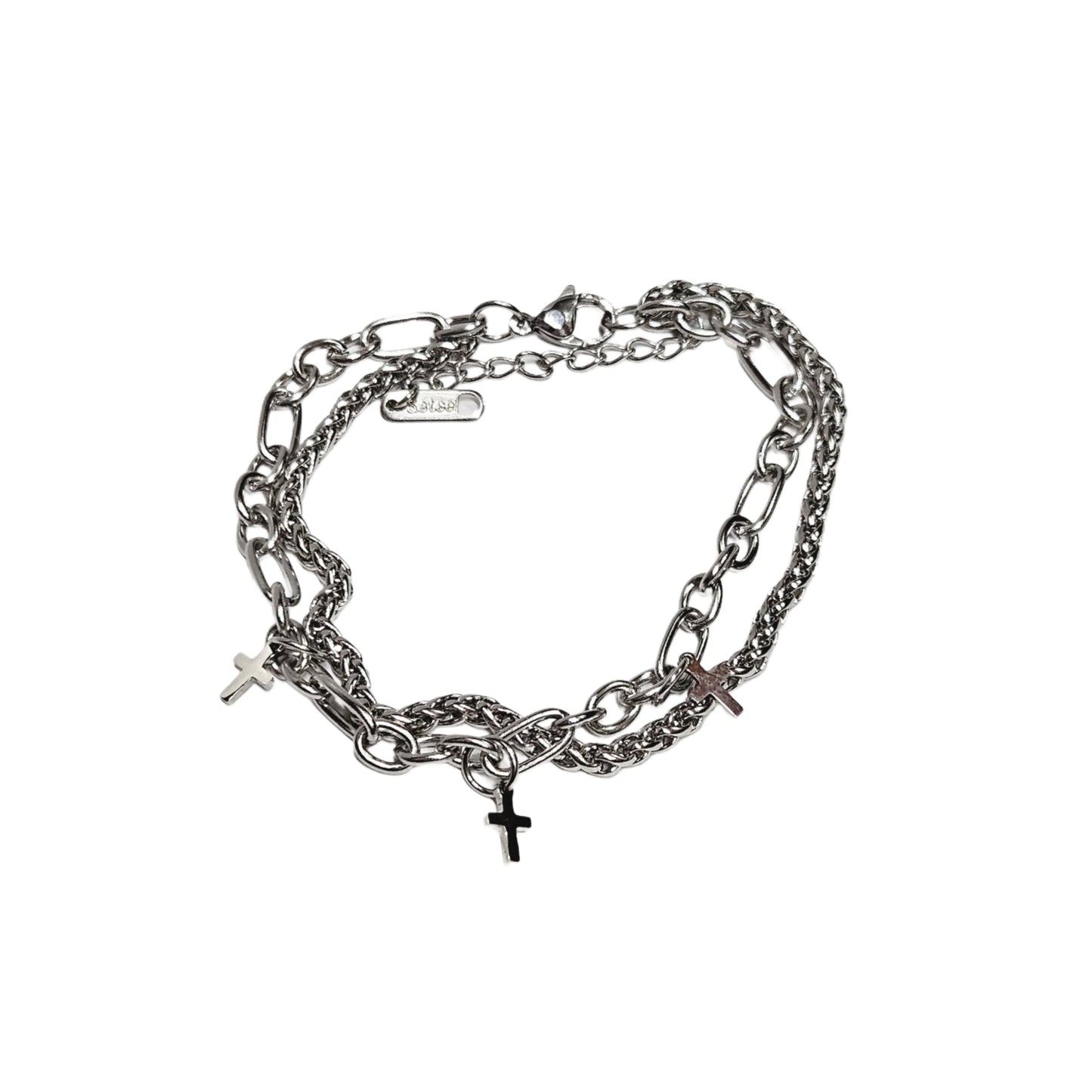 Sanctuary Layered Cable & Cross Bracelet