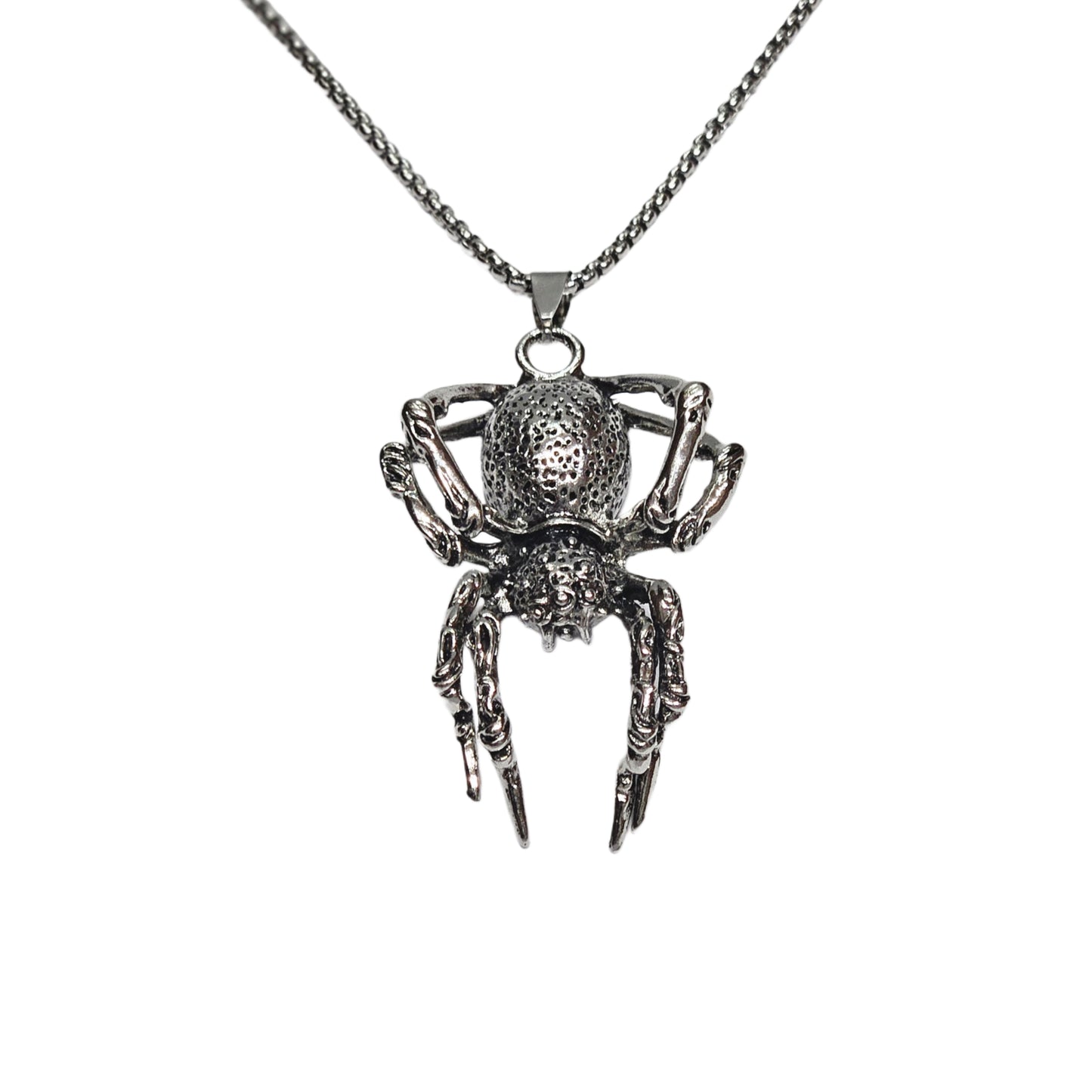 Heavy Textured Gothic Spider Pendant Necklace