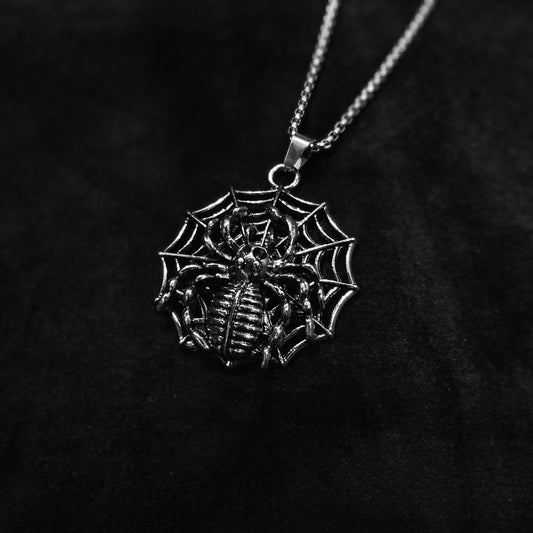 Intricate Spider on Web Medallion Pendant