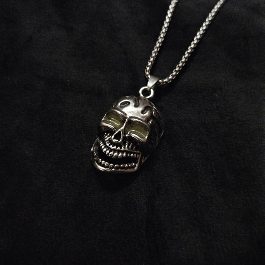 Glow-in-the-Dark Engraved Skull Pendant