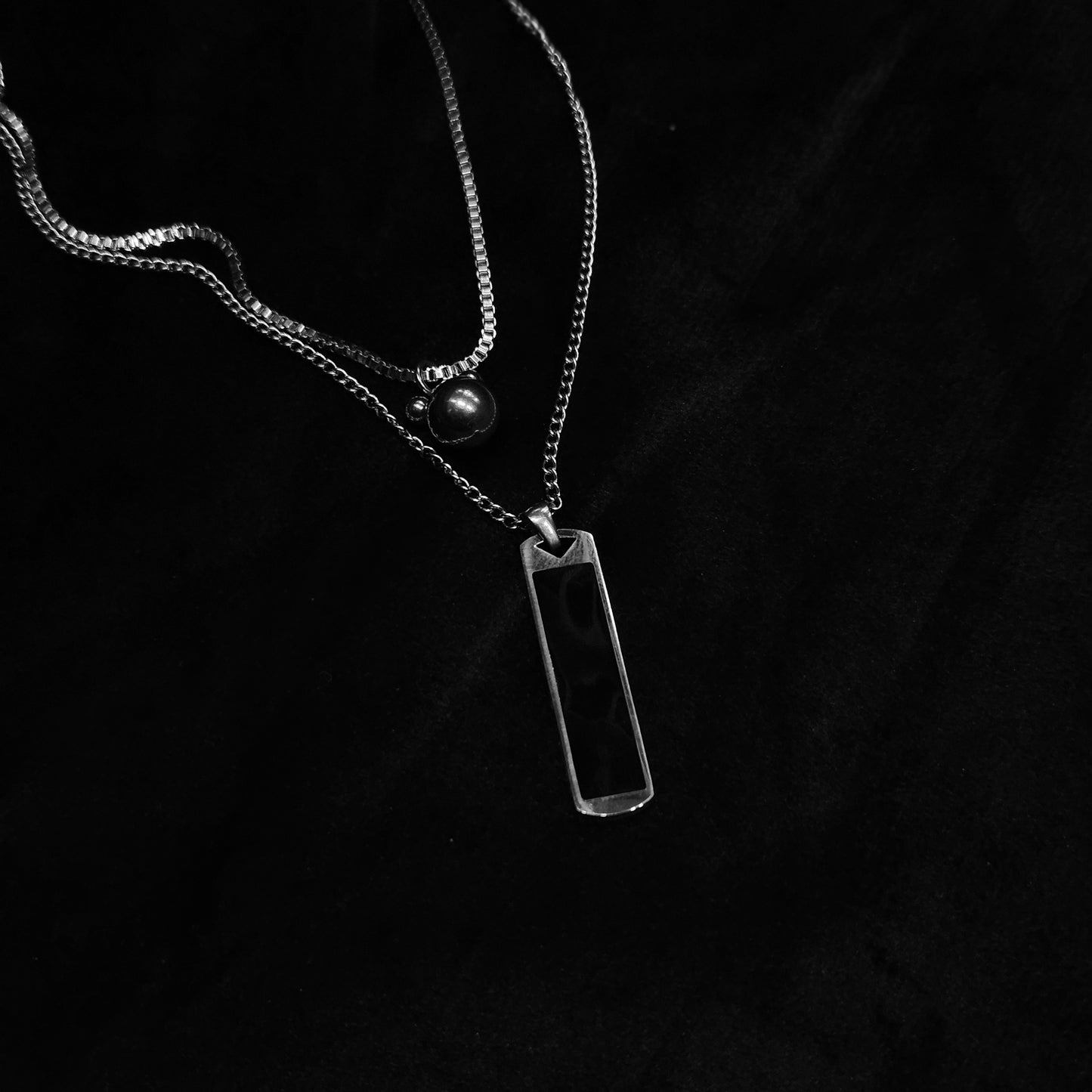 Sleek Obsidian Bar Pendant Necklace