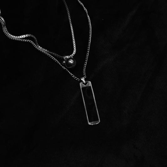 Sleek Obsidian Bar Pendant Necklace