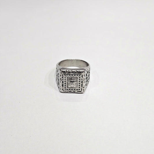 Titan Hollow-Etch Signet Ring – Polished Chrome Edition