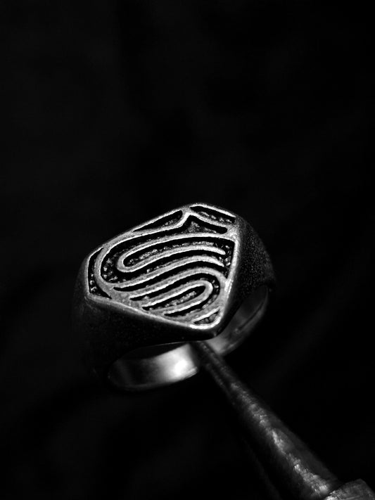 Vintage Superhero Emblem Signet Ring