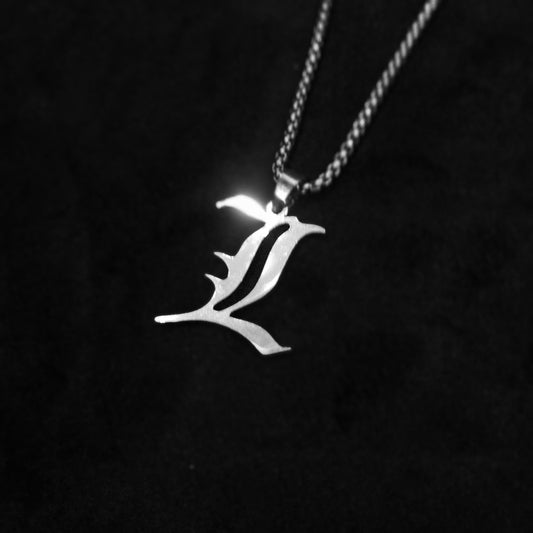 Gothic Old English "L" Initial Pendant Necklace