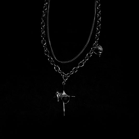 Chrome Starburst Heart Necklace