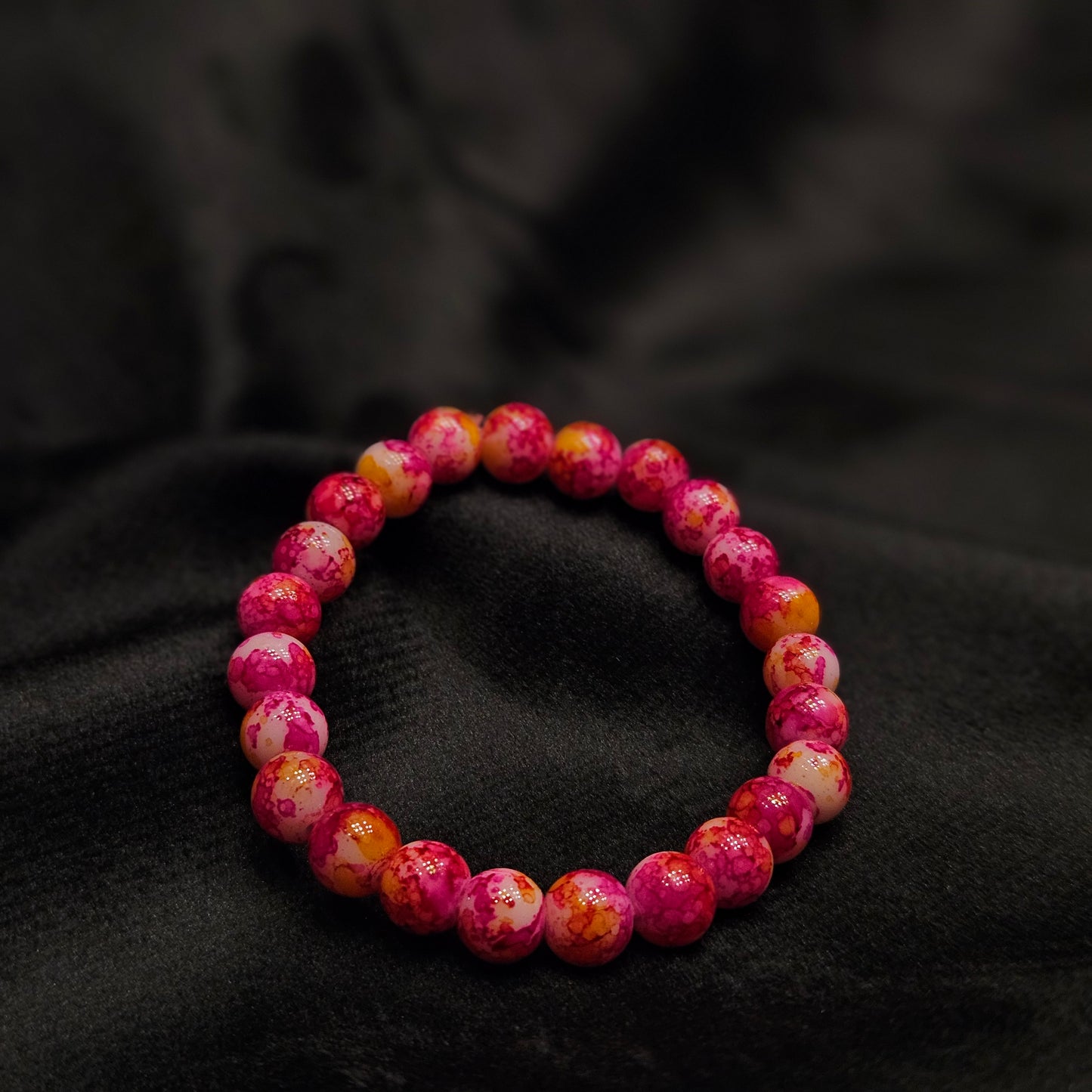 Men’s Pink Lava Stone Beaded Bracelet – Bold Statement Stretch Bracelet