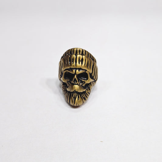 Bearded Outlaw Skull Ring – Antique Bronze Warrior Edition