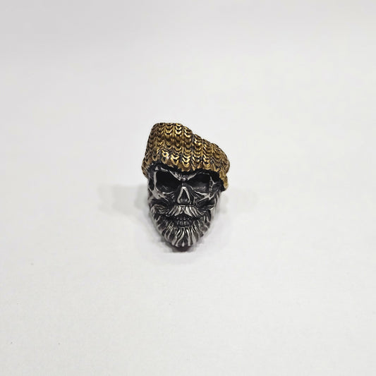 Viking Marauder Skull Ring – Two-Tone Silver & Gold Warrior Edition