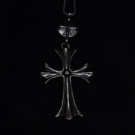Gothic Fleur-de-Lis Cross Medallion Pendant