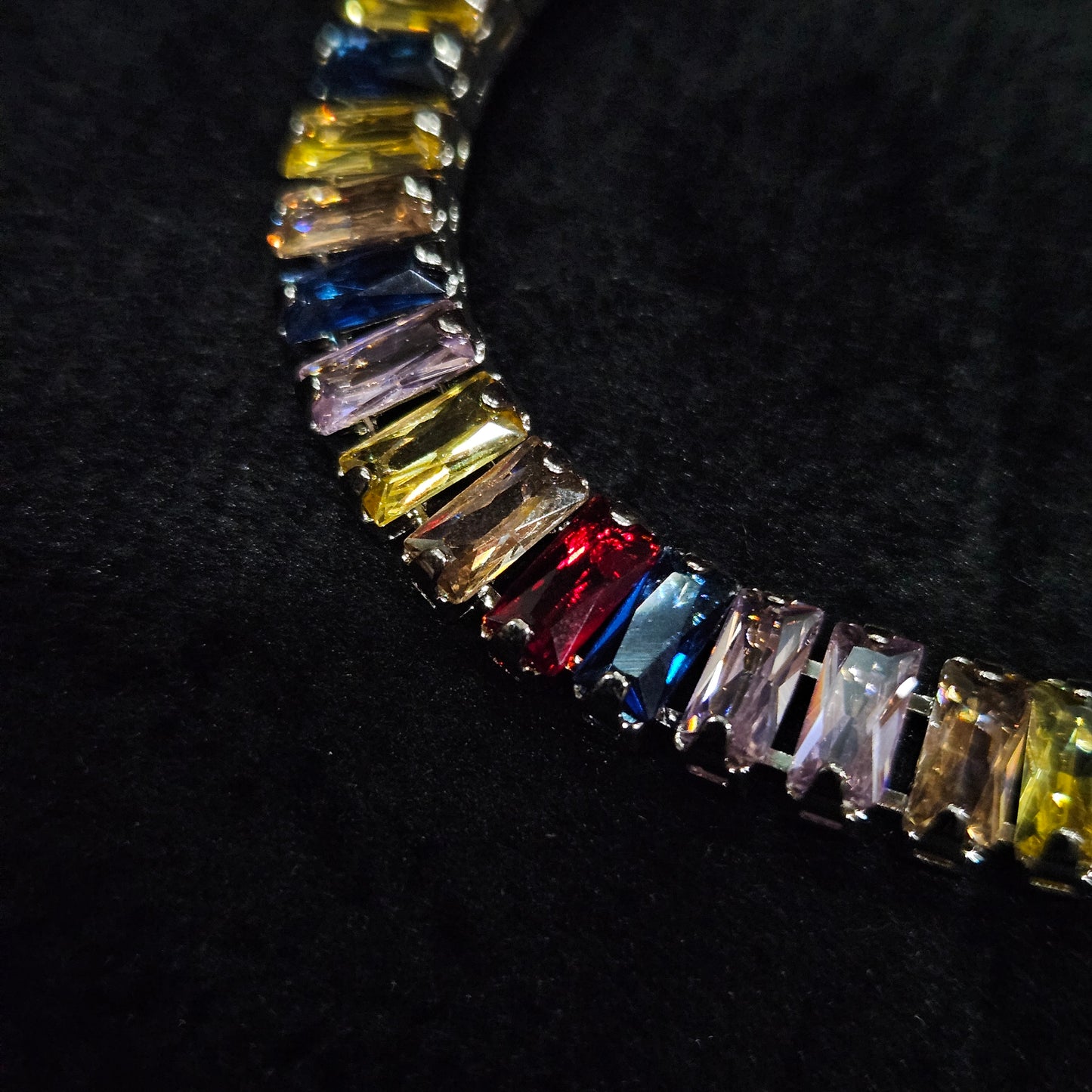 Multicolor Baguette-Cut Rainbow Tennis Bracelet (Stainless steel)