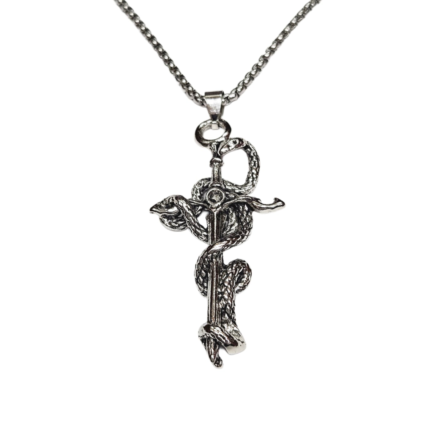 Vintage Silver Snake & Dagger Pendant Chain