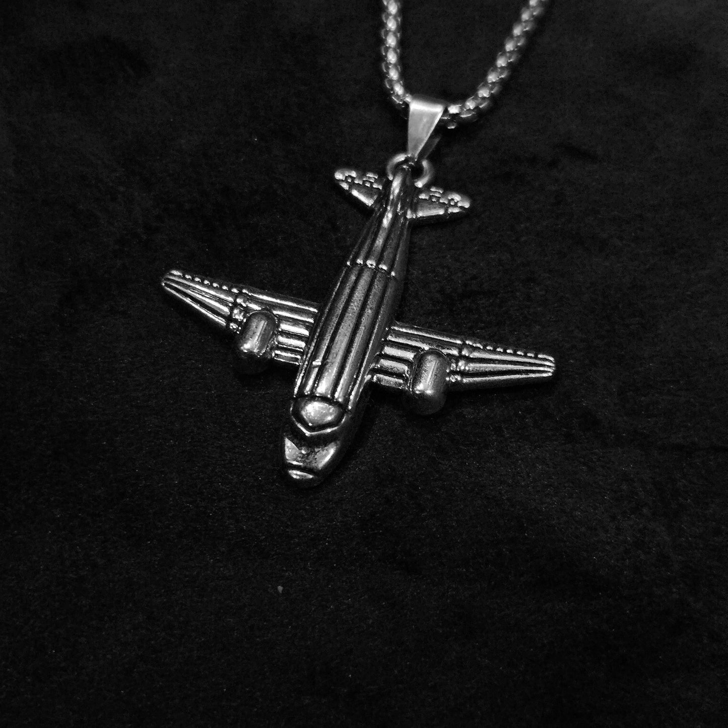 Aviation Jet Pendant in Antiqued Silver