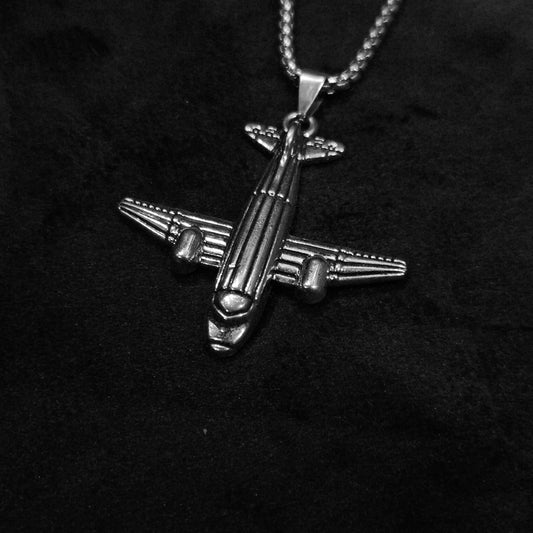 Aviation Jet Pendant in Antiqued Silver