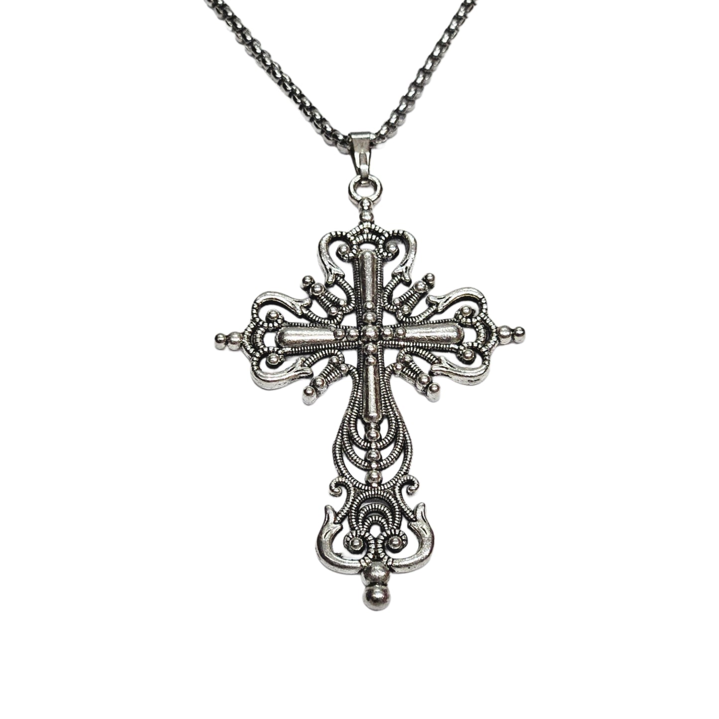 Baroque Filigree Cross Pendant Streetwear Chain