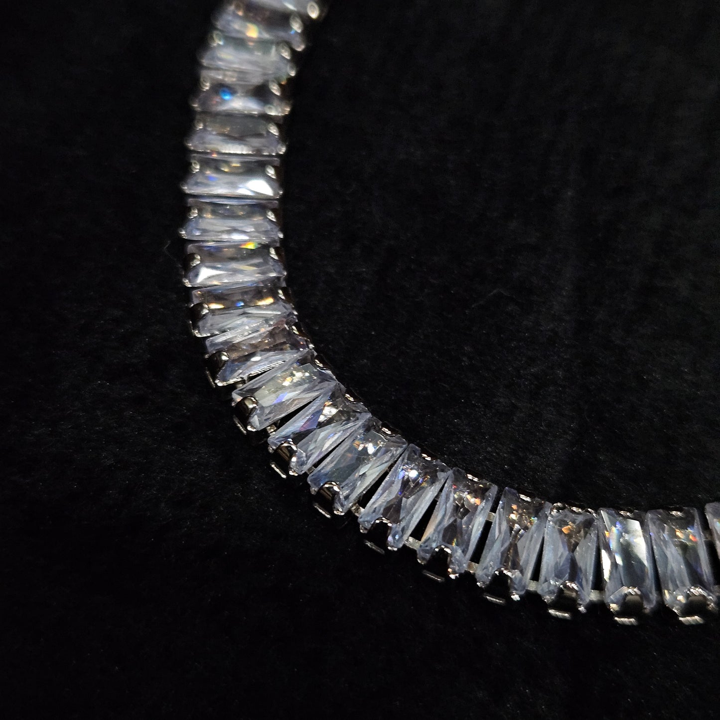 Baguette-Cut Crystal Tennis Bracelet in Silver Tone (Stainless steel)