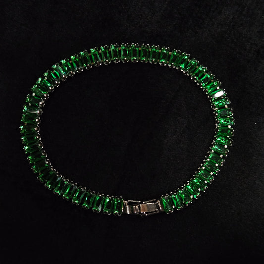 Emerald Green Baguette Tennis Bracelet (Stainless steel)