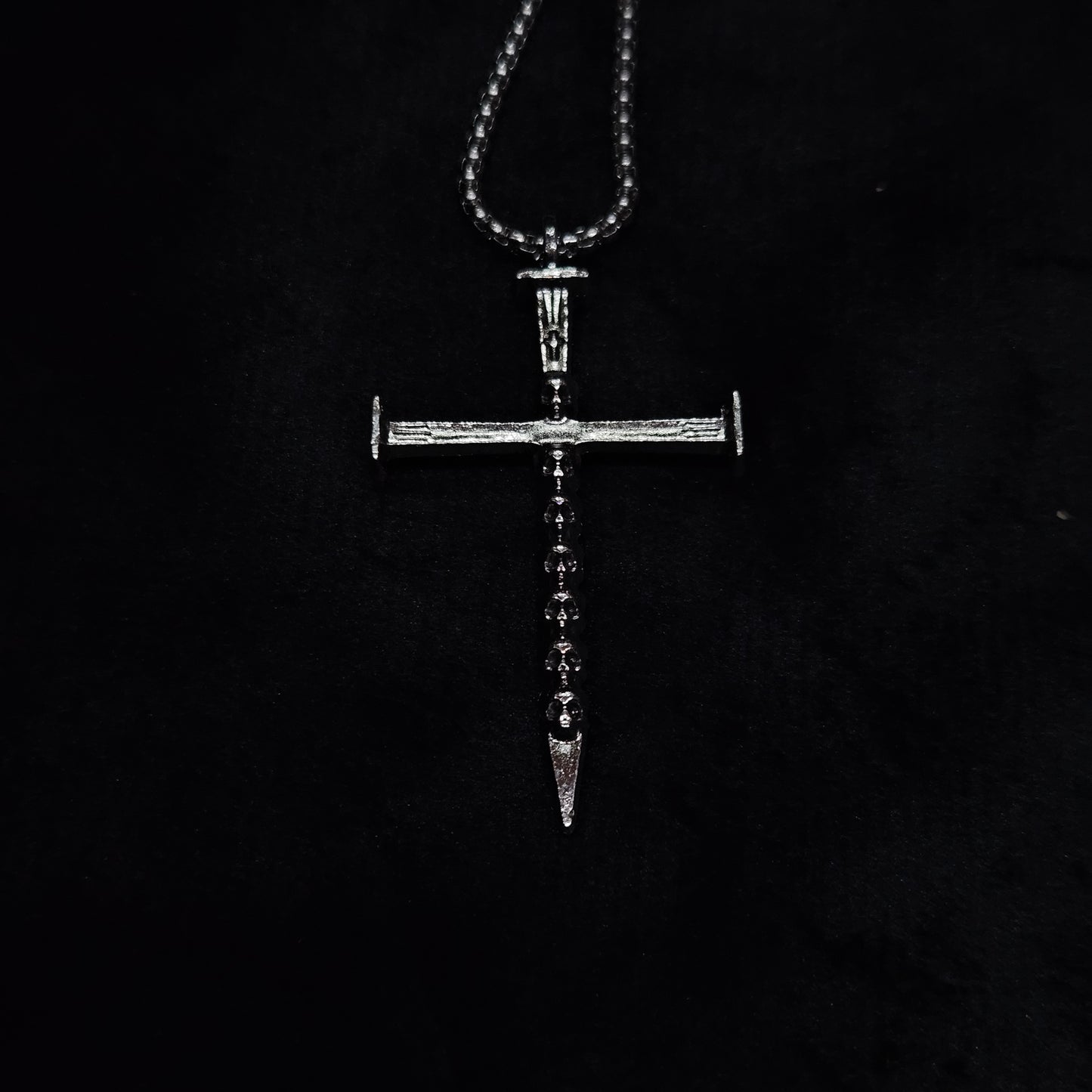 Industrial Nail Skull Totem Cross Pendant