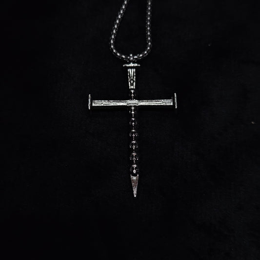 Industrial Nail Skull Totem Cross Pendant