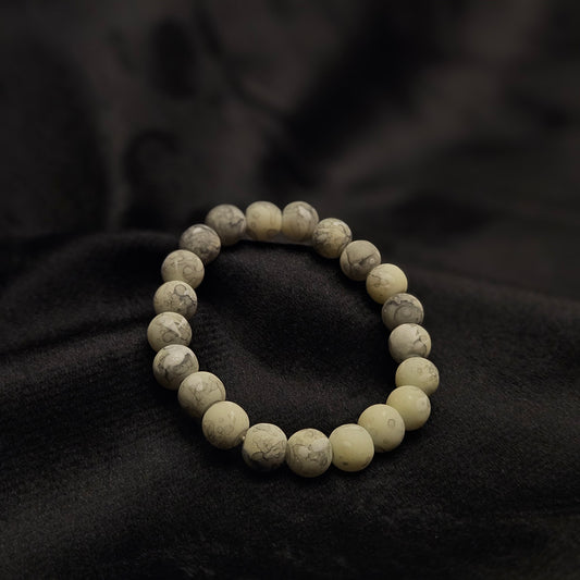 Beige Stone Beaded Bracelet – Natural Earth Tone Stretch Bracelet