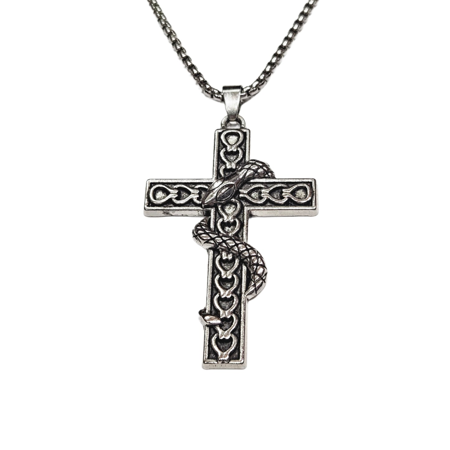 Celtic Cross Snake Pendant Necklace