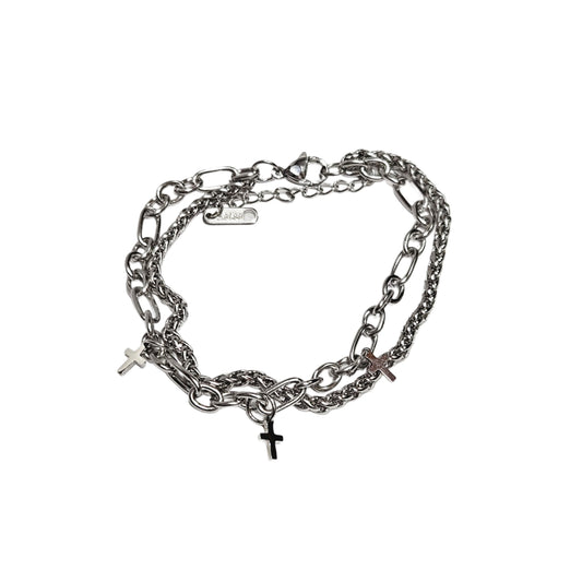 Sanctuary Layered Cable & Cross Bracelet