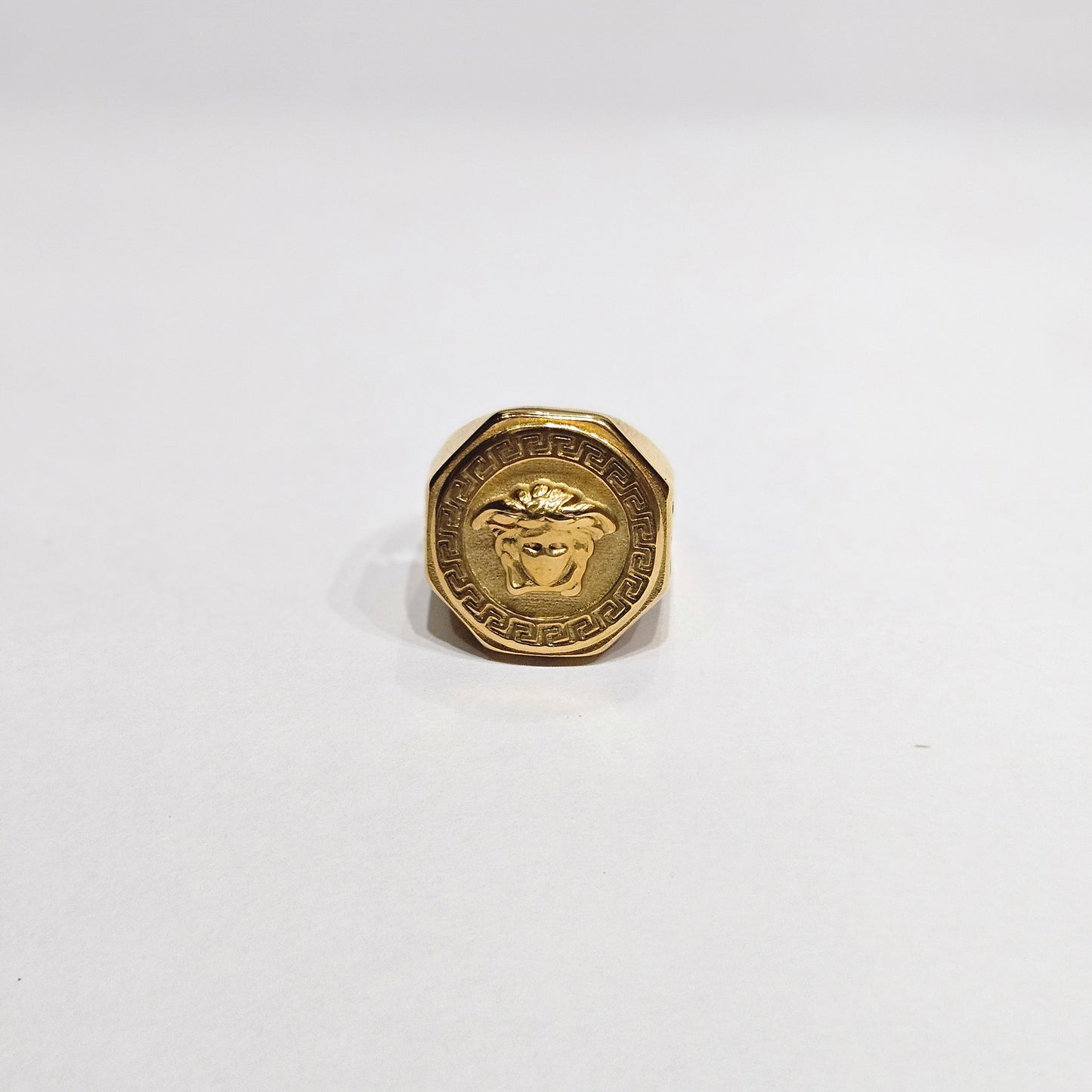 Imperial Medusa Gold Signet Ring – Octagonal Greek Key Edition