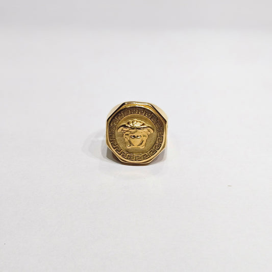 Imperial Medusa Gold Signet Ring – Octagonal Greek Key Edition