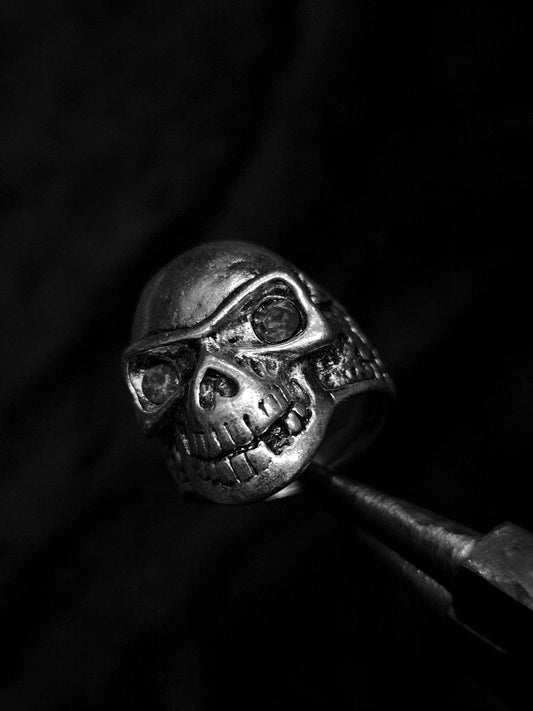 Urban Outlaw Crystal-Eyed Skull Statement Ring